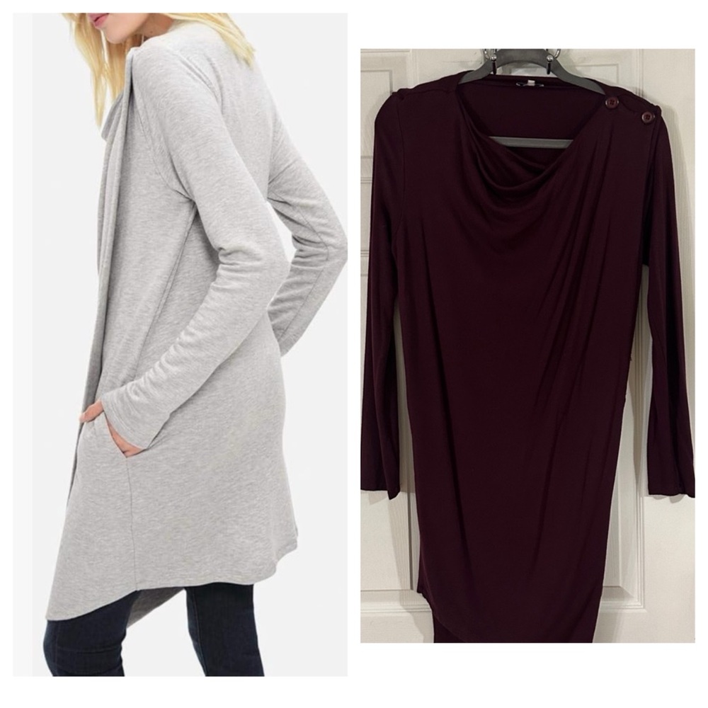 Splendid Crossover Cardigan Sweater in Maroon